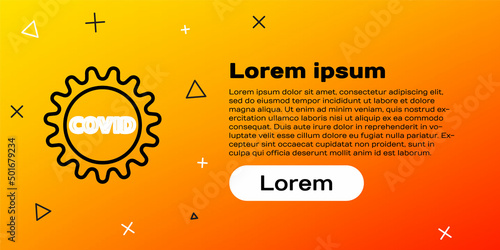 Line Corona virus covid-19 icon isolated on yellow background. Bacteria and germs, cell cancer, microbe, fungi. Colorful outline concept. Vector Illustration