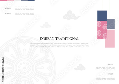 Template with Korean tradition pattern background.
