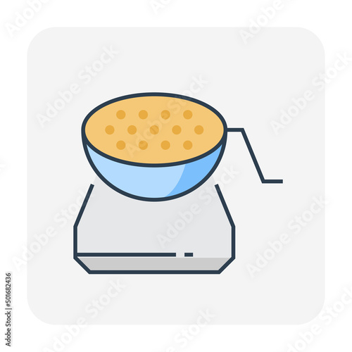Liquid Limit or atterberg limit vector icon. Laboratory test, astm procedure to measure, analysis water content with equipment, soil sampling for agricultural, geotechnical engineering, construction.
