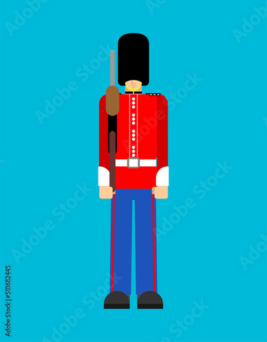 Bearskins British Royal Guardsman. sentry grenadier in bear hat.