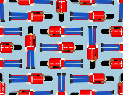 Beefeater British Royal Guardsman pattern seamless. sentry grenadier in bear hat background.