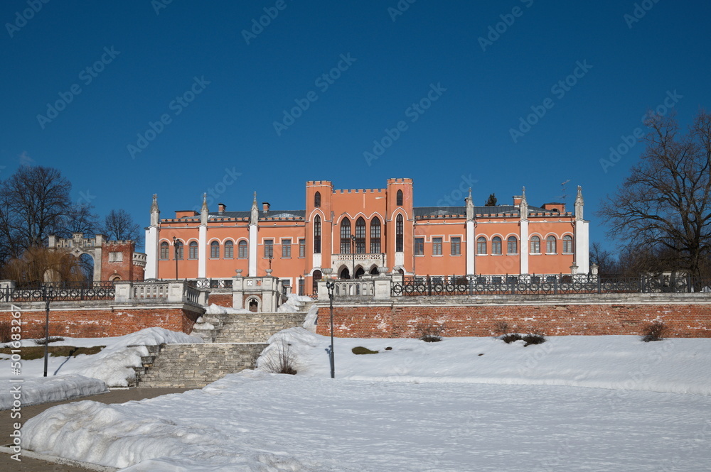 Marfino, Moscow Region, Russia - March 15, 2022: The main house in the Marfino estate