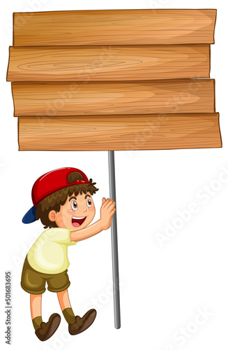 Board template with happy boy