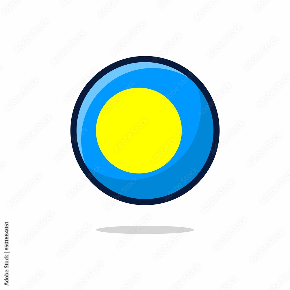 Palau Flag Icon. Palau Flag flat style isolated on a white background - stock vector. Palau Flag Icon. Palau Flag flat style isolated on a white background - stock vector.