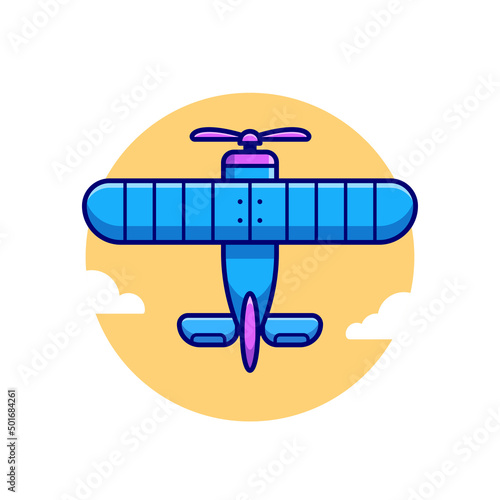 Vintage Plane Cartoon Vector Icon Illustration. Air Transportation Icon Concept Isolated Premium Vector. Flat Cartoon Style