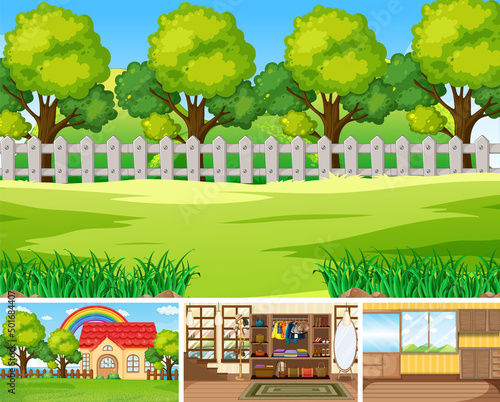 Different scene background with green grass