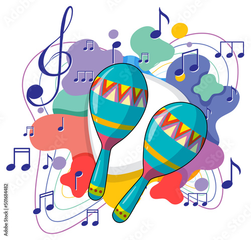Maracas instrument on white background