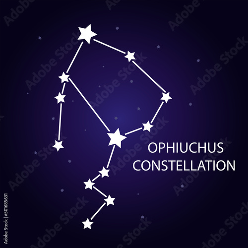 The constellation of Ophiuchus with bright stars. Vector illustration.