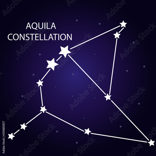 The constellation of Aquila with bright stars. Vector illustration.