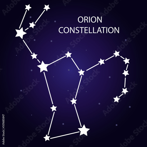 The constellation of Orion with bright stars. Vector illustration.