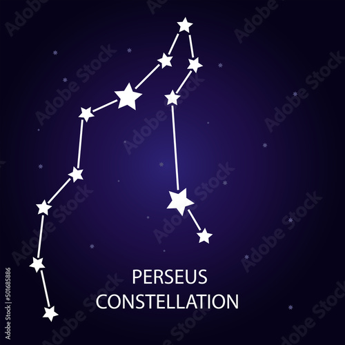 The constellation of Perseus with bright stars. Vector illustration.