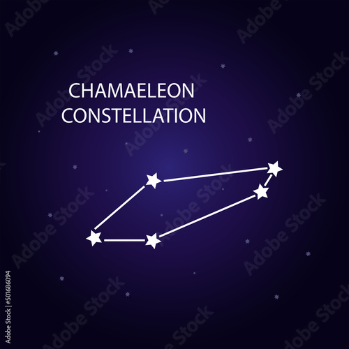 The constellation of Chamaeleon with bright stars. Vector illustration.