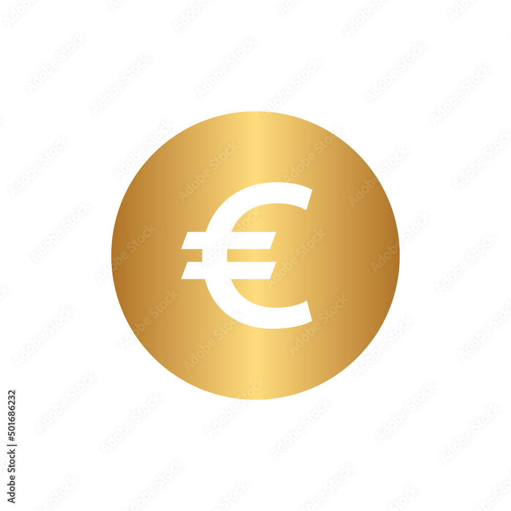 Euro coin icon with gold gradient Euro coin icon with gold gradient