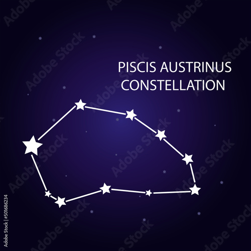 The constellation of Piscis Austrinus with bright stars.