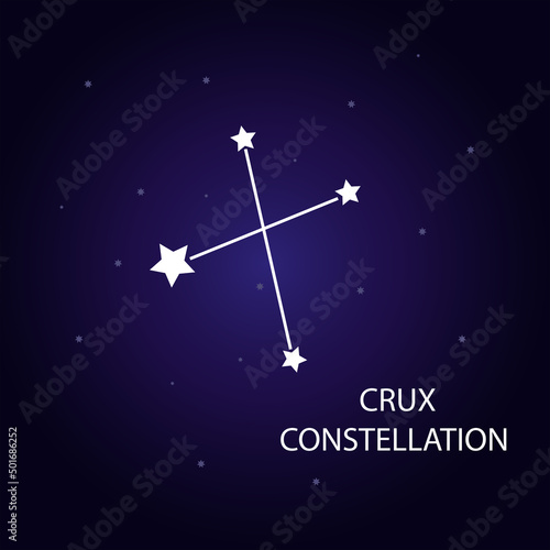 The constellation of Crux with bright stars. Vector illustration.