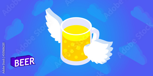 Beer isometric design icon. Vector web illustration. 3d colorful concept