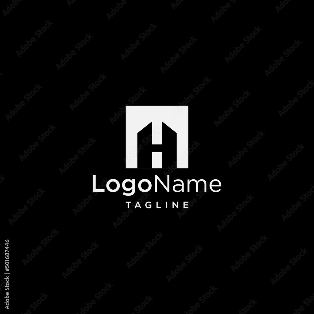 simple and modern letter H home design template elements