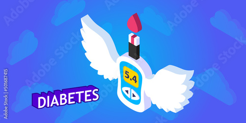 Diabetes isometric design icon. Vector web illustration. 3d colorful concept