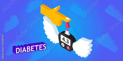 Diabetes isometric design icon. Vector web illustration. 3d colorful concept