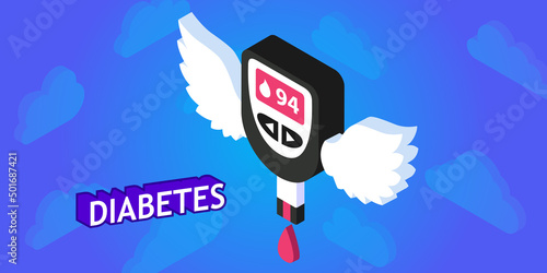 Diabetes isometric design icon. Vector web illustration. 3d colorful concept