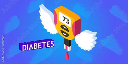 Diabetes isometric design icon. Vector web illustration. 3d colorful concept