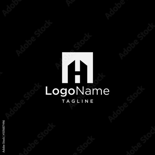 simple and modern letter H home design template elements