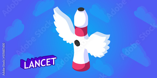 Lancet isometric design icon. Vector web illustration. 3d colorful concept