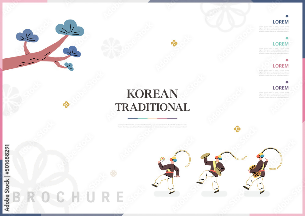 Template with Korean tradition pattern background. Brochure
Template with Korean tradition pattern background. Brochure