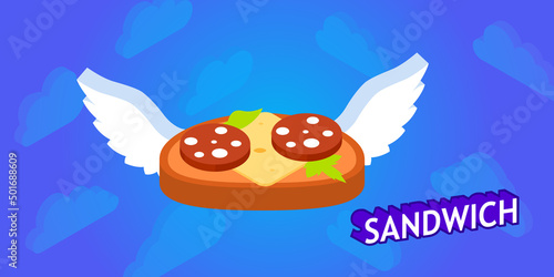 Sandwich isometric design icon. Vector web illustration. 3d colorful concept