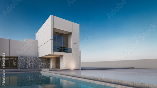 3D rendering illustration of modern house © Aris Suwanmalee