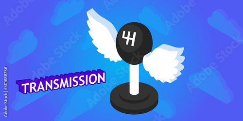 Transmission isometric design icon. Vector web illustration. 3d colorful concept