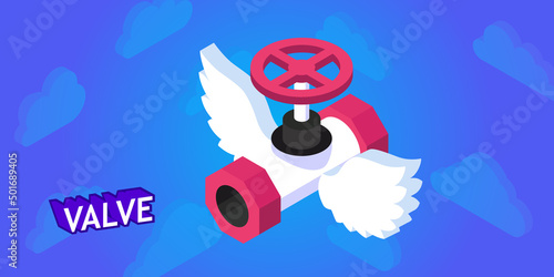 Valve isometric design icon. Vector web illustration. 3d colorful concept