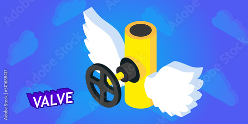 Valve isometric design icon. Vector web illustration. 3d colorful concept