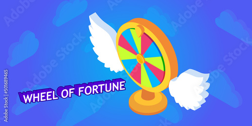 Wheel Of Fortune isometric design icon. Vector web illustration. 3d colorful concept