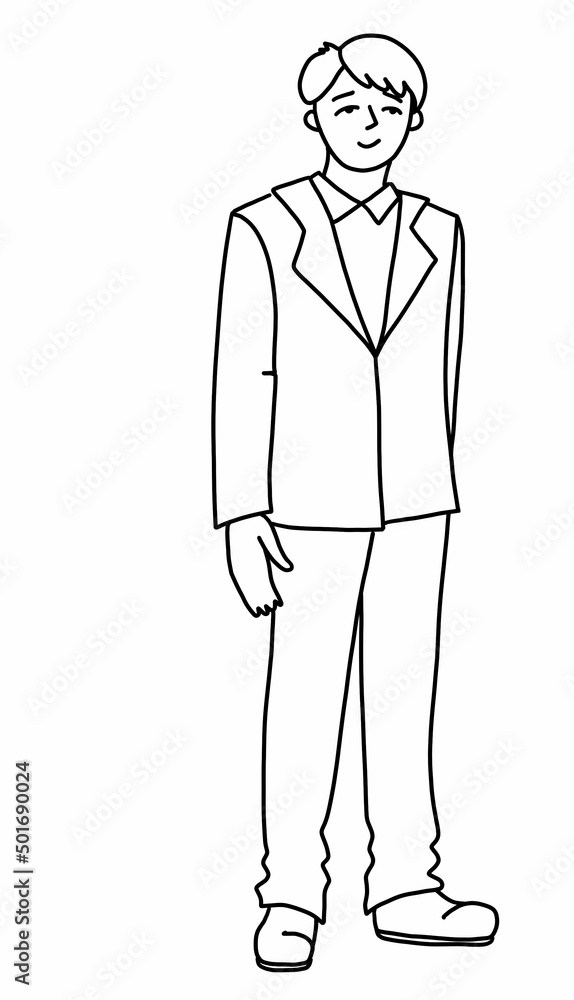 Obraz premium man in wedding suit line art style 