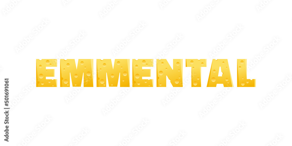 Word emmental cheese from letters in the form of pieces of cheese. Vector stock illustration Word emmental cheese from letters in the form of pieces of cheese. Vector stock illustration