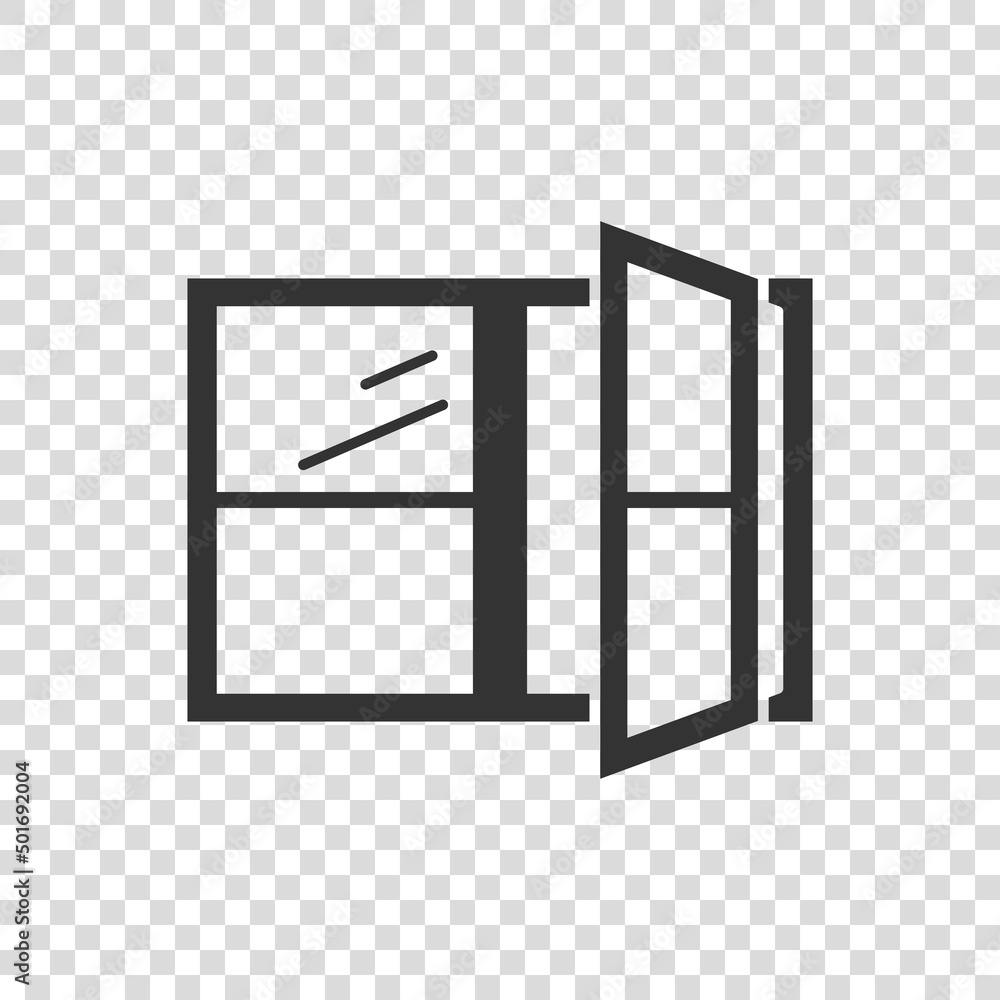 Window icon in flat style. Casement vector illustration on isolated background. House interior sign business concept. Window icon in flat style. Casement vector illustration on isolated background. House interior sign business concept.