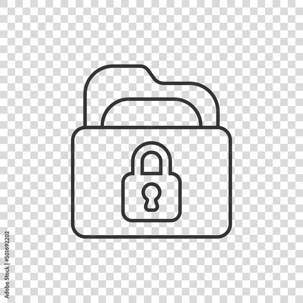 Files folder permission icon in flat style. Document access vector illustration on isolated background. Secret archive sign business concept.