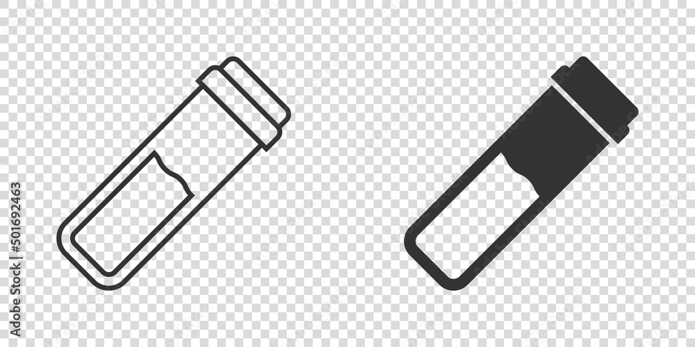 Blood in test tube icon in flat style. Laboratory flask vector illustration on isolated background. Liquid in beaker sign business concept. Blood in test tube icon in flat style. Laboratory flask vector illustration on isolated background. Liquid in beaker sign business concept.