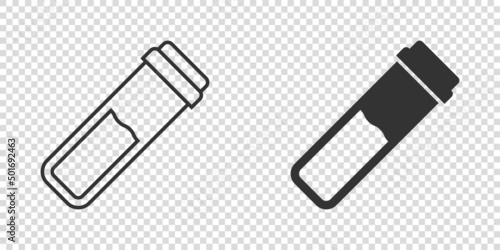 Blood in test tube icon in flat style. Laboratory flask vector illustration on isolated background. Liquid in beaker sign business concept.