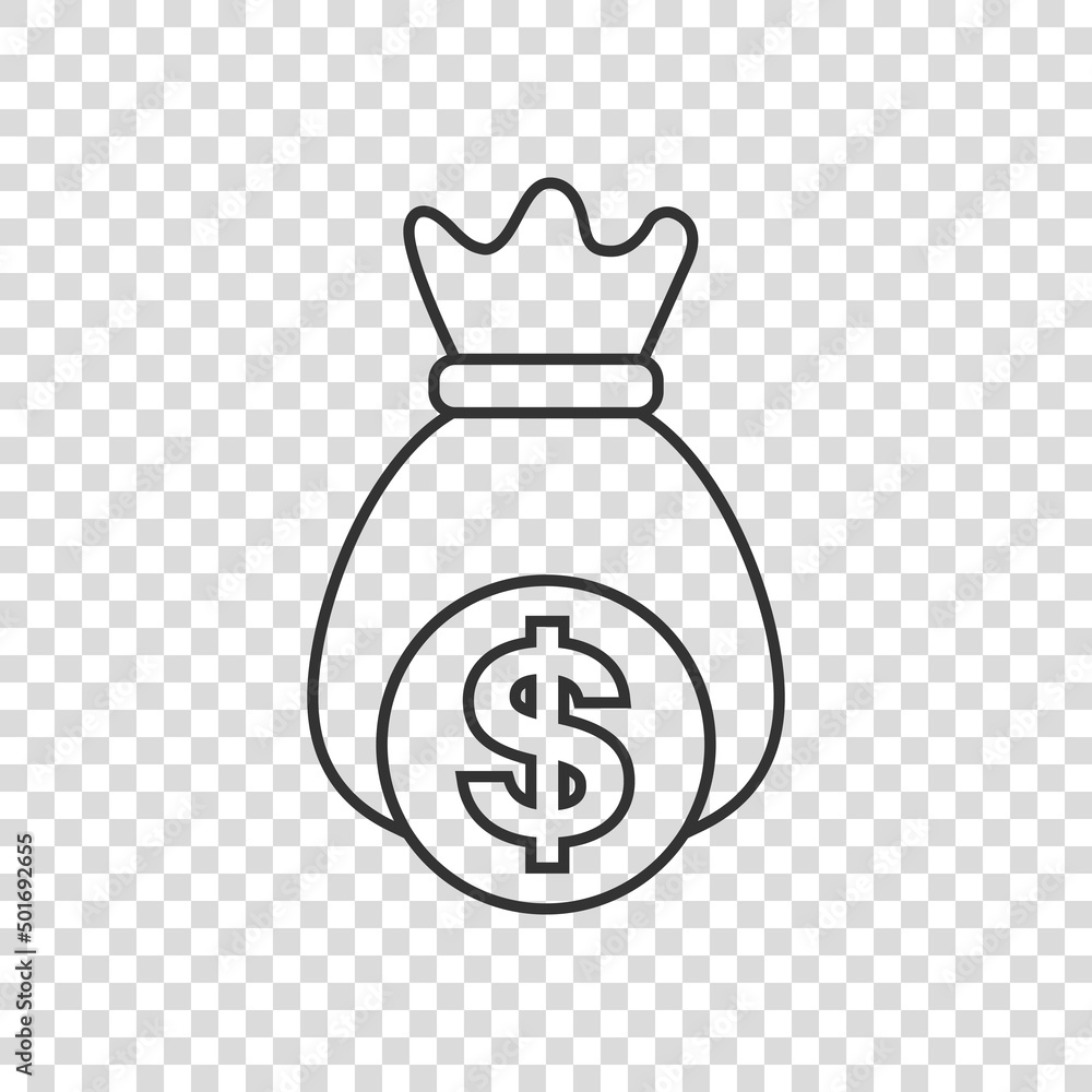 Money bag icon in flat style. Moneybag vector illustration on isolated background. Coin sack sign business concept. Money bag icon in flat style. Moneybag vector illustration on isolated background. Coin sack sign business concept.