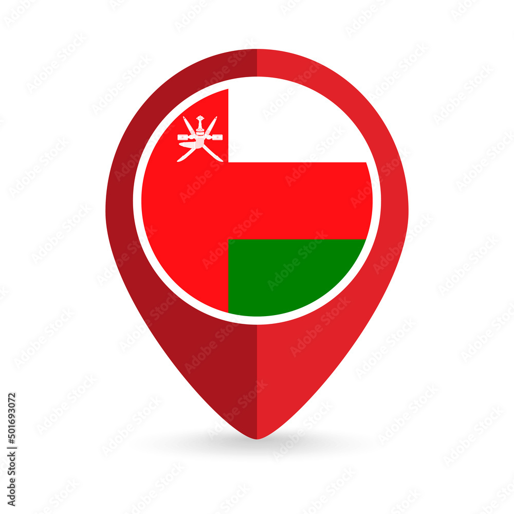 Map pointer with contry Oman. Oman flag. Vector illustration. Map pointer with contry Oman. Oman flag. Vector illustration.