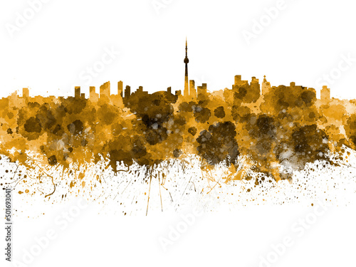 Photography Toronto skyline in watercolor on white background