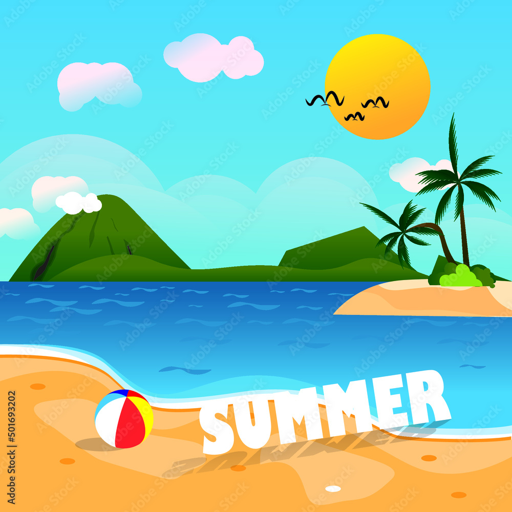 Background scene with beach and ocean summer vector image