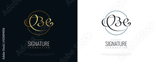 BE or BC Initial Logo Design with Elegant Gold Handwriting Style. BE or BC Signature Logo or Symbol for Wedding, Fashion, Jewelry, Boutique, and Business Brand Identity