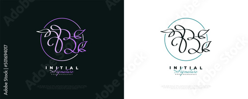 Elegant Letter B Logo Design with Leaf and Nature Concept in Purple Gradient. B Initial Logo or Symbol for Business Brand Identity © WzKz