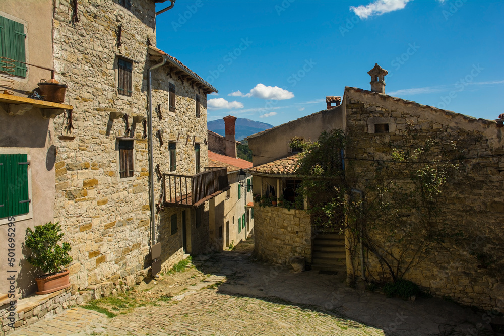The historic medieval village of Hum in Istria, western Croatia, often referred to as the smallest town in the world

