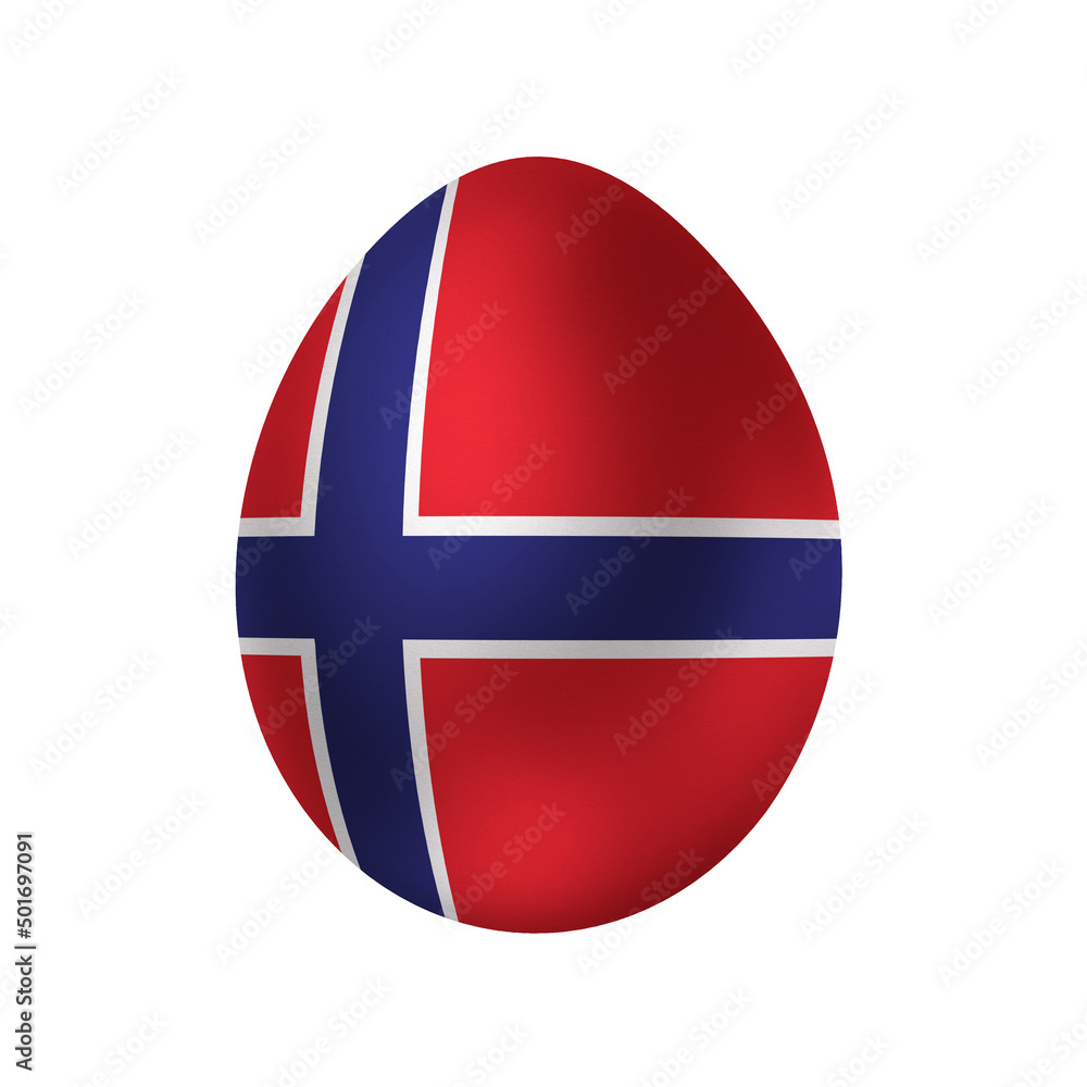 Obraz premium New life symbol. Clip art in colors of national flag. Egg on white background. Norway