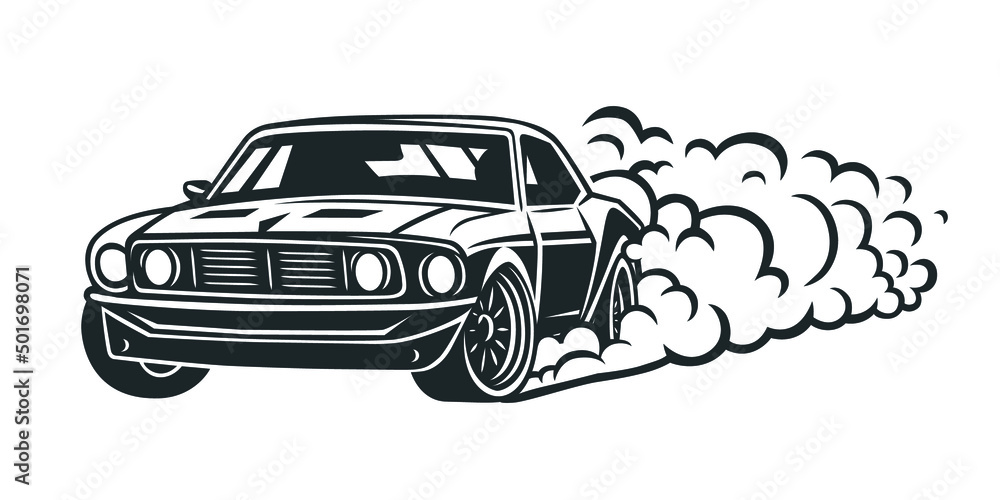 Premium Vector, Drift car illustration