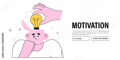 Inspiration idea to inspire or motivate people to success, business innovation or creativity, solution or invention concept. Vector illustration hand hold light bulb banner for business or education.